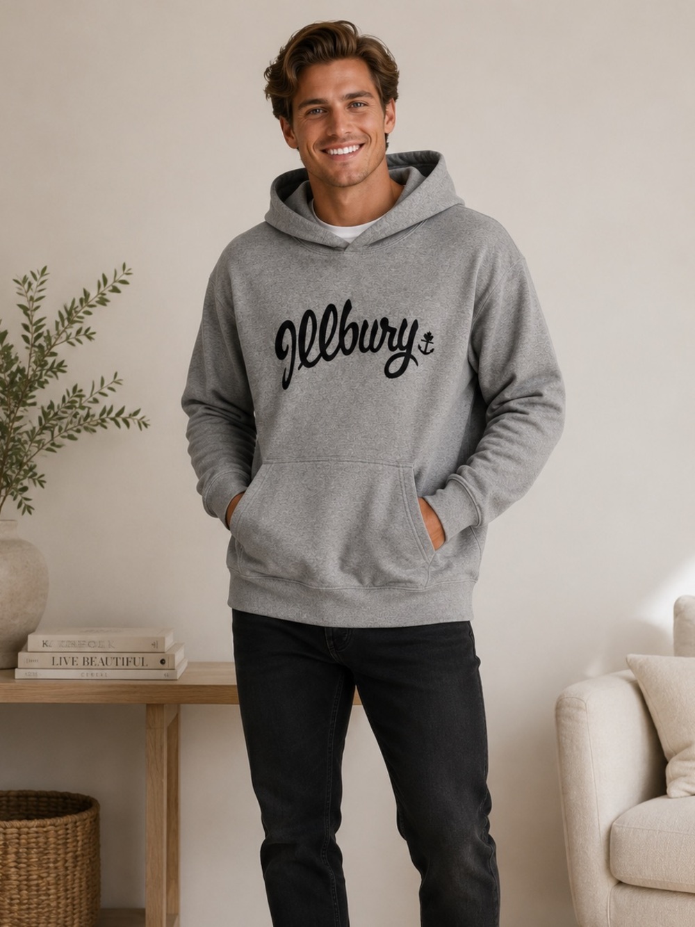 Illbury & Goose Men’s XL Heather Grey Hoodie Canadian Made Pullover Sweatshirt